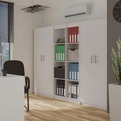 Aldabra Oliv 2D Bücherregal, Büroschrank, weiß