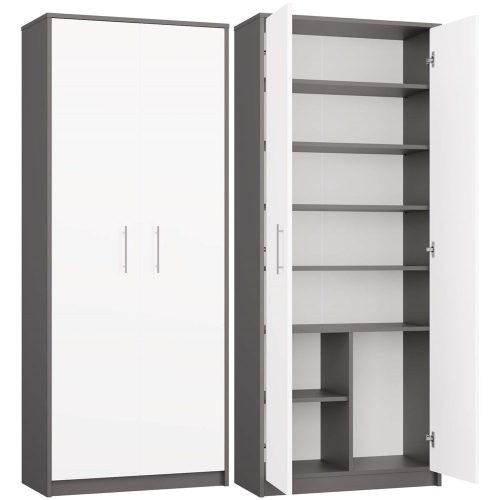 Aldabra Oliv 2D  Bücherregal, Büroschrank, anthrazit-weiß 